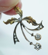 Antique Edwardian Old Mine Miner Rose cut Diamond Branch Pendant 18K Gold Estate