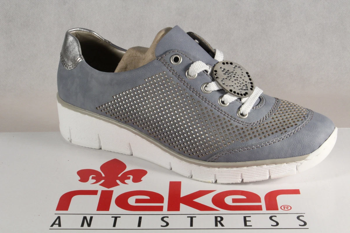 Rieker Ladies Lace Up Trainers Sports Low Shoes Blue New | eBay