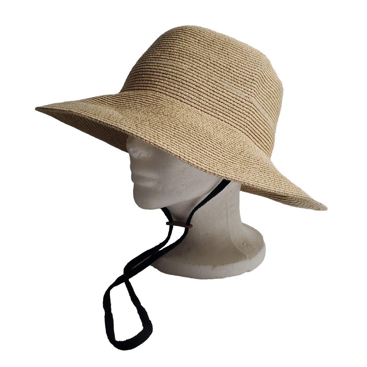 Womens Wide Brim Sun Hat with Wind Lanyard UPF Summer Straw  display picture 2