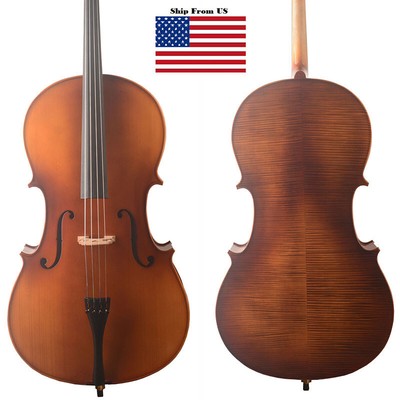 Student cello !4/4 Solid Wood! Painting Frame.Free soft case ,bow and shipping