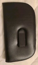 10 Half-Clip Soft Eyeglass Cases Soft Synth. Leather Black W/ Blue Felt Inside