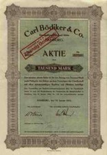 Carl Bödiker Hamburg 1923 Rotterdam Hongkong Bremen 1000 M Gewinnanteilscheine