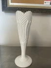 Vintage milk glass vase 12.25" / 2lb 6oz(heavy)Diamond design?