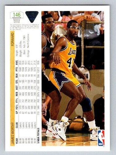1991-92 Upper Deck James Worthy #146 HOF Los Angeles Lakers - Foto 2 di 2
