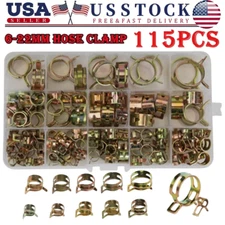 115X Hose Spring Clamps 6-22mm Fastener Fuel Water Line Pipe Air Tube Clips Kit