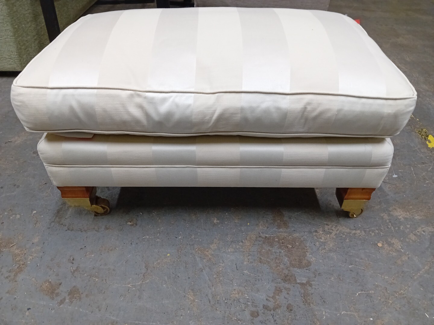 DURESTA Cream Beige Stripe Footstool on Gold Brass Casters CS M30 eBay