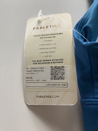 Fabletics Sport Bra Women’s No-Bounce Lined High Impact Blue Small - Picture 7 of 7