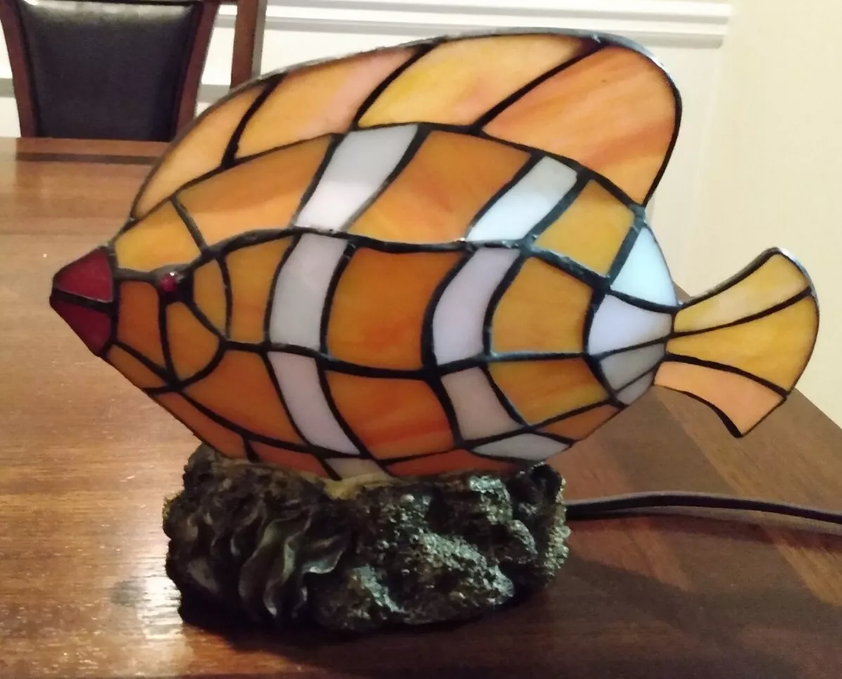 Stained glass fish lamp deals