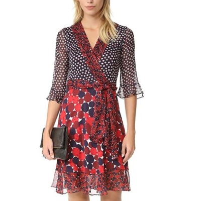 strapless open back dress Diane Von Furstenberg Chain Geo Multi Sm Red – CLAUDETTE main image 1