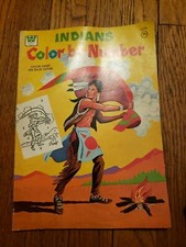 Vintage 1975 Whitman Coloring Book Indians Color By Number American Indian
