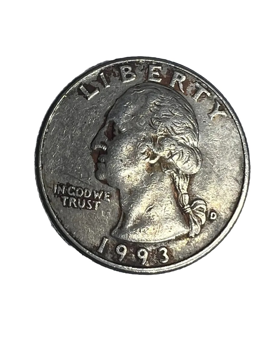 1993 D Washington Quarter Struck Through Grease Error RARE COLOR