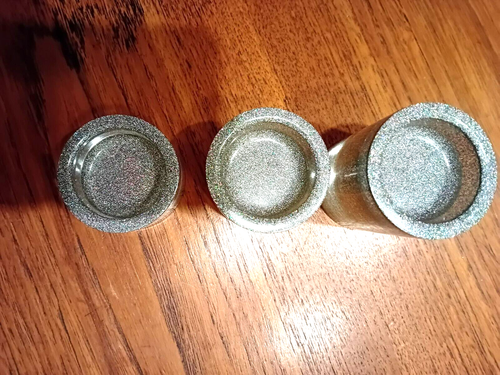 CANDLE HOLDERS SILVER GLITTER PLASTIC RESIN