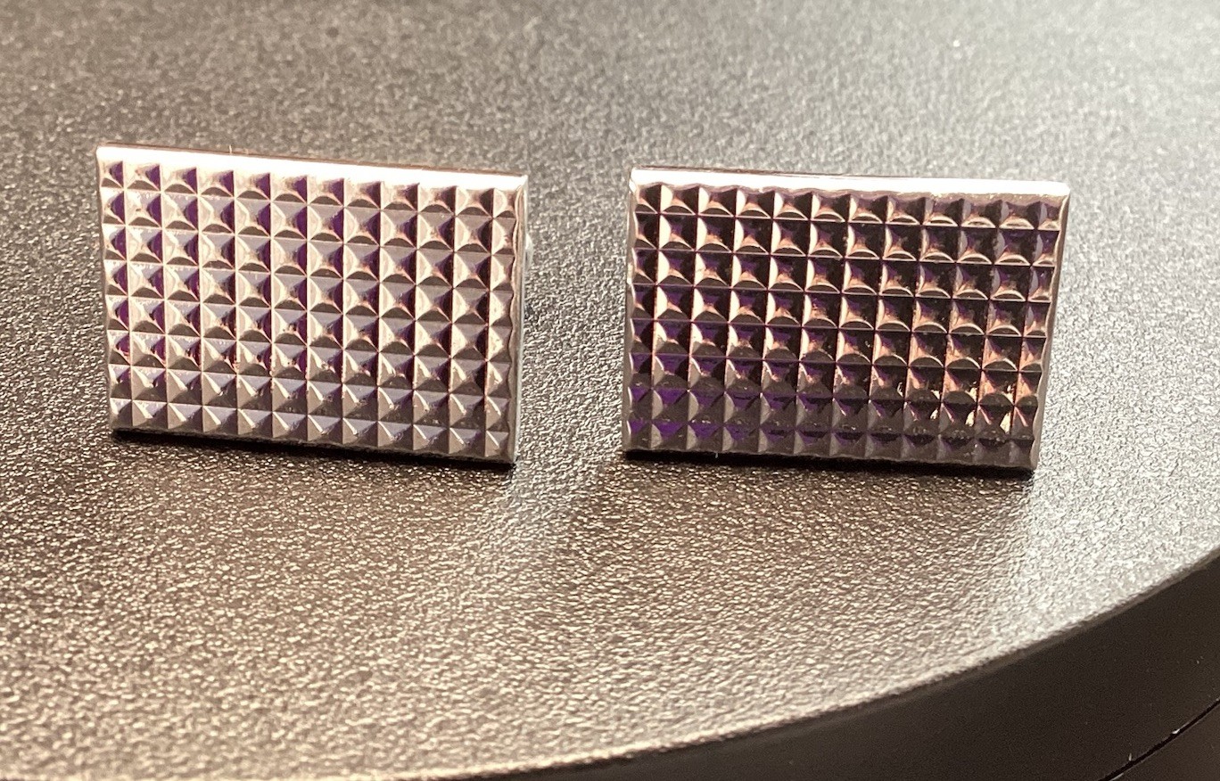 Rectangular Shields Cufflinks Silver Tone Etched … - image 6