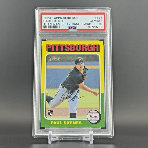2024 Topps Heritage High Number Paul Skenes RC City Team Name Variation PSA 10