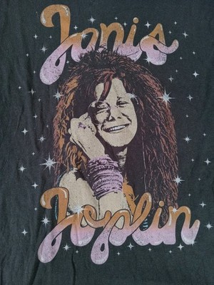 Janis Joplin American Classics Unisex Adult T-shirt Size Medium Gray Cotton Tee