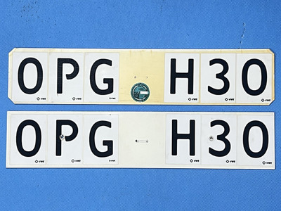 Vintage Dutch Plastic License Plates OPG H30 Netherlands NL Set with Sticker
