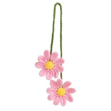 Crochet Double Daisy Pink Polyester Car Rear View Mirror Hanging Accessories,...