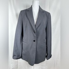 Calvin Klein Classic Grey Tailored Blazer Jacket Size 6 2 Buttons V-neck Collar