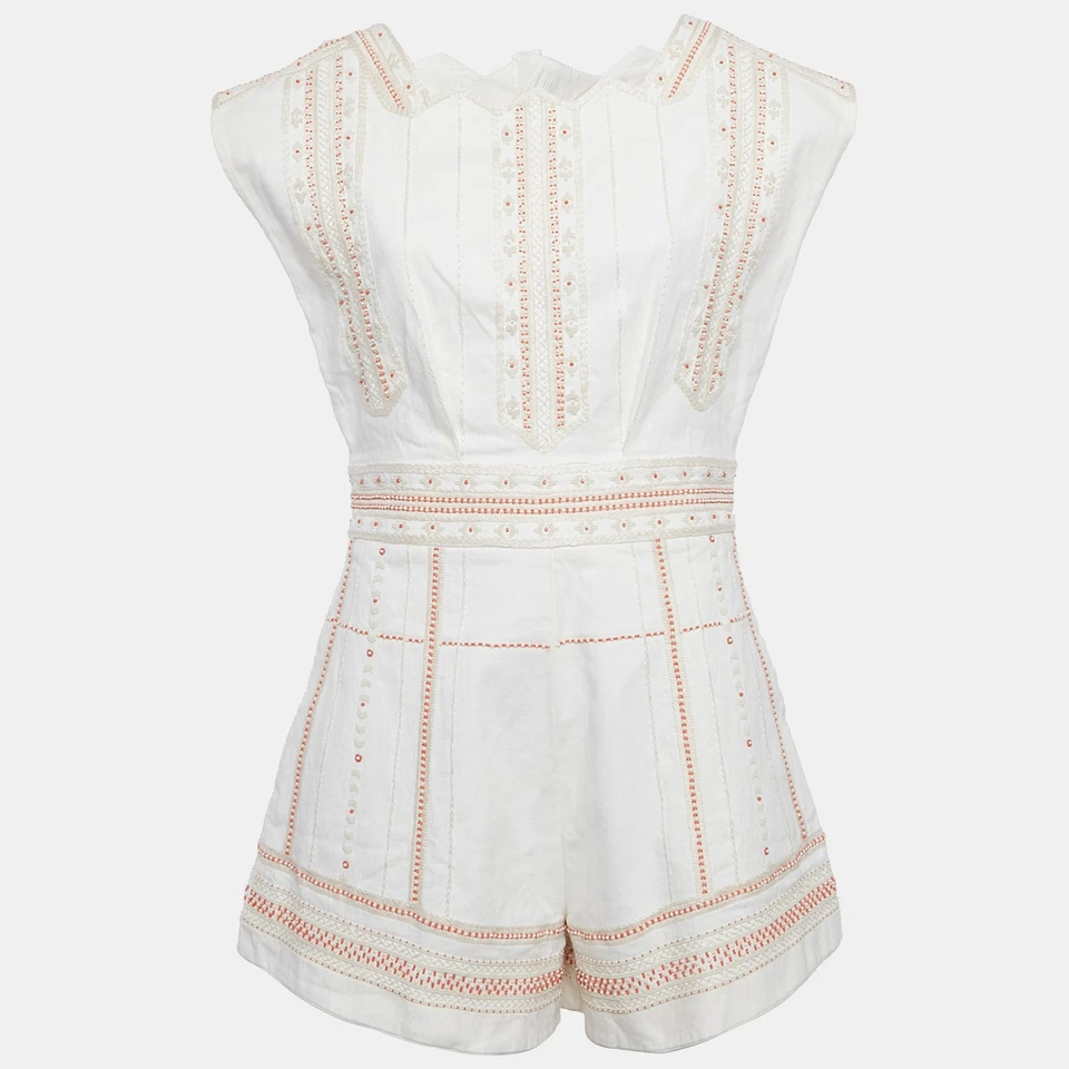 Valentino белый вышитый джинсовый комбинезон M