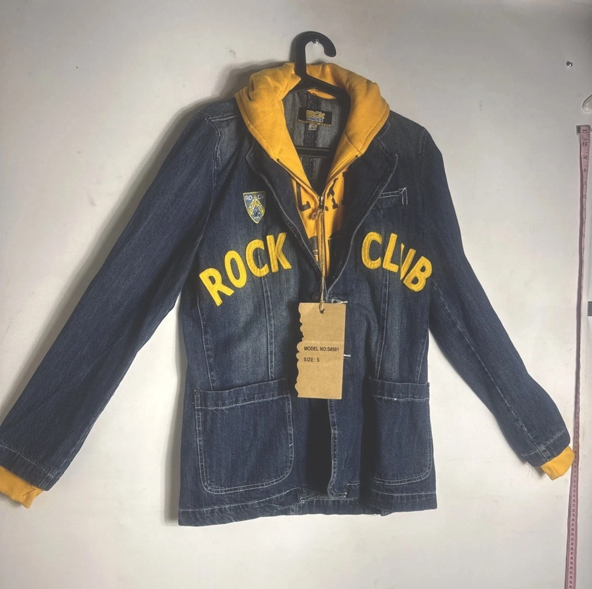 80'S HOODED BLUE DENIM JACKET MEN'S SZ S POCKETS. Bronx Sisters
