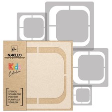 KIDS Reusable Plastic Stencils 5 pcs // SQUARE - RETRO