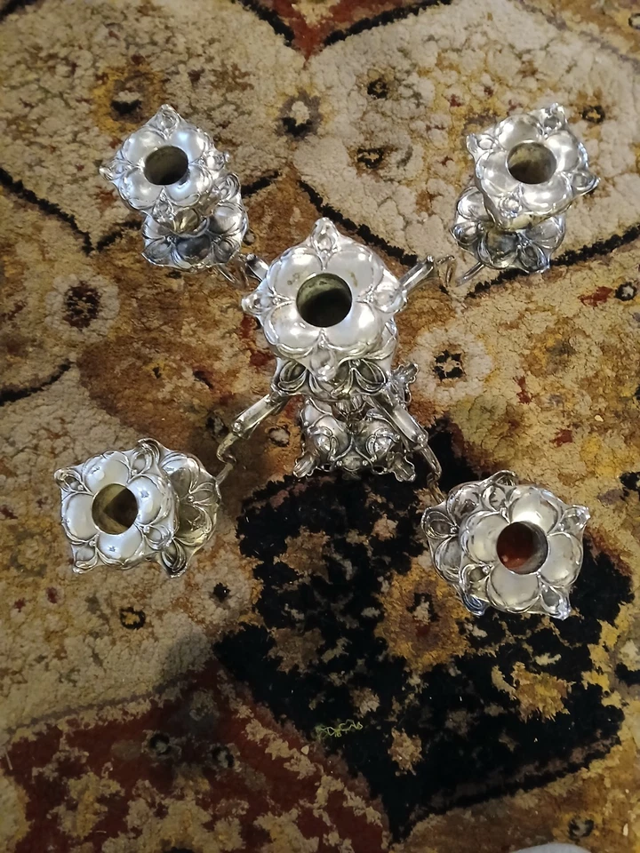 Candelabro vintage victoriano plato de plata candelabro barroco adornado Pr Foto 4 de 4