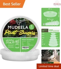 Plant Saucer 12 Inch Pack of 6 Clear Heavy Duty Plastic Indoor Flower Trays