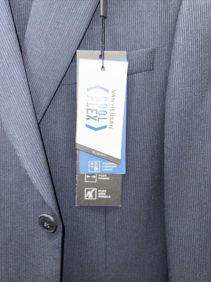 Van Heusen Cool Flex Men’s Navy Suit 38R Blazer & 32x32 Pants New With Tags - Image 2 of 4