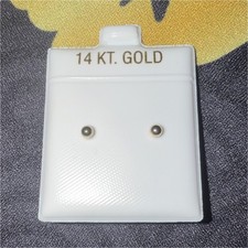 14k Yellow Gold Stud Earrings Round No Stone Butterfly Closure for Lobe