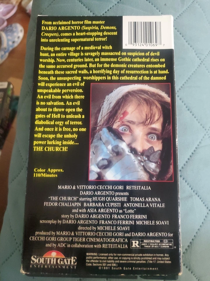 Dario Argento’s The Church VHS Tape 1991 South Gate Release Argento Unrated Rare - Image 2 of 4