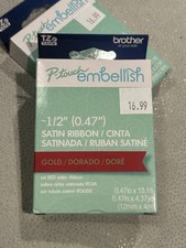 Brother P-Touch Embellish Gold On Red Satin Ribbon 1/2 0.47 2 Packs NWT