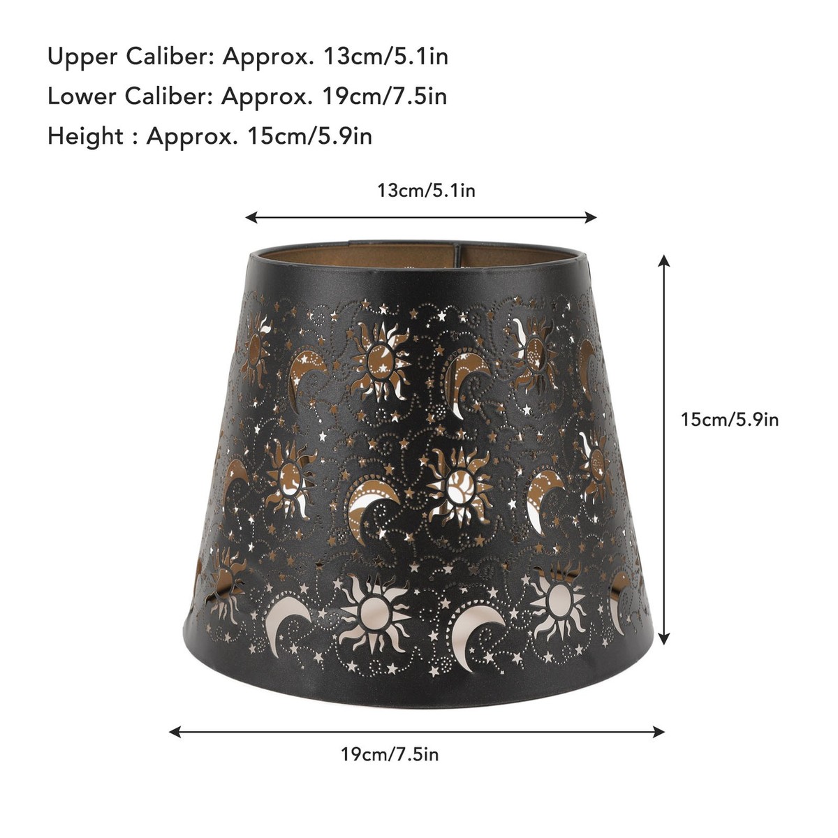 Sun Moon Star Shadow Lamp Shade - Hollow Out Iron Design, Clip On For E26 E27 Table & Floor Lamps
