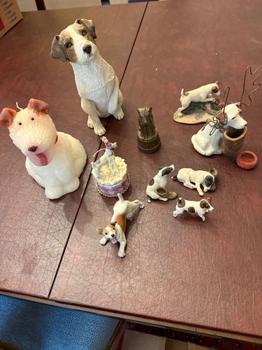 Collection of Jack Russell figures and candel