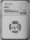 1937-S  10C  MERCURY SILVER DIME  "SAN FRANCISCO MINT"  NGC MS65 #8345182-006