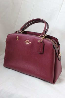 NEW Coach C 7282 Crossgrain LeatherBurgundy Black Cherry Lillie Carryall