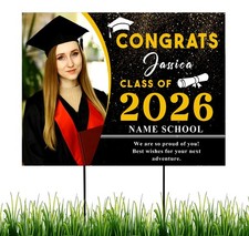 Graduation Yard Sign Custom Photo Class of 2026 Congrats Grad Lawn Sign