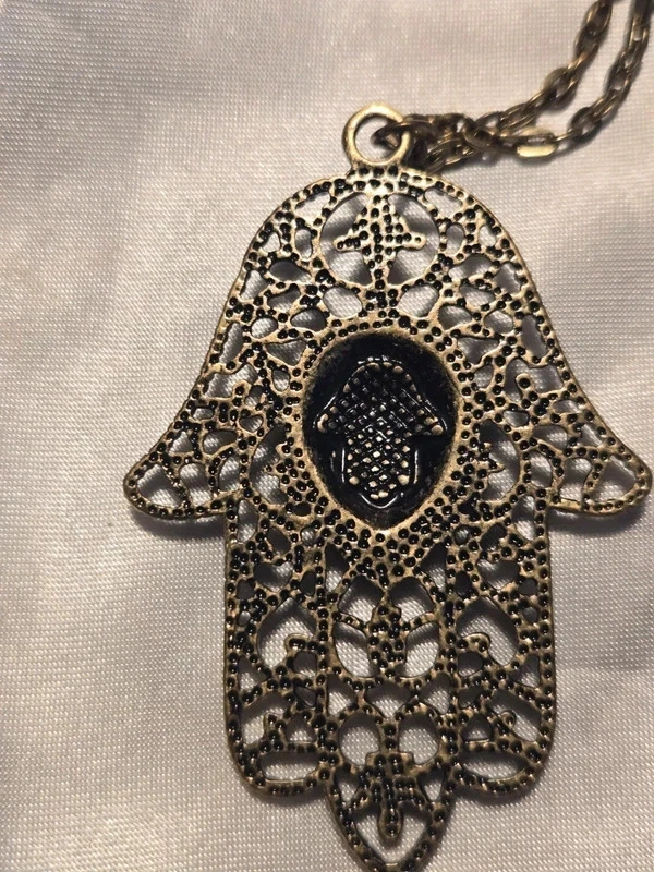Kette Hand der Fatima Anhänger Kette + Anhänger Farbe Gold Edelstein Glück - Bild 4 von 4