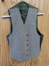 Mens Tweed Suit Vest Retro tweed Western Dress Waistcoat Vest brown 36R small