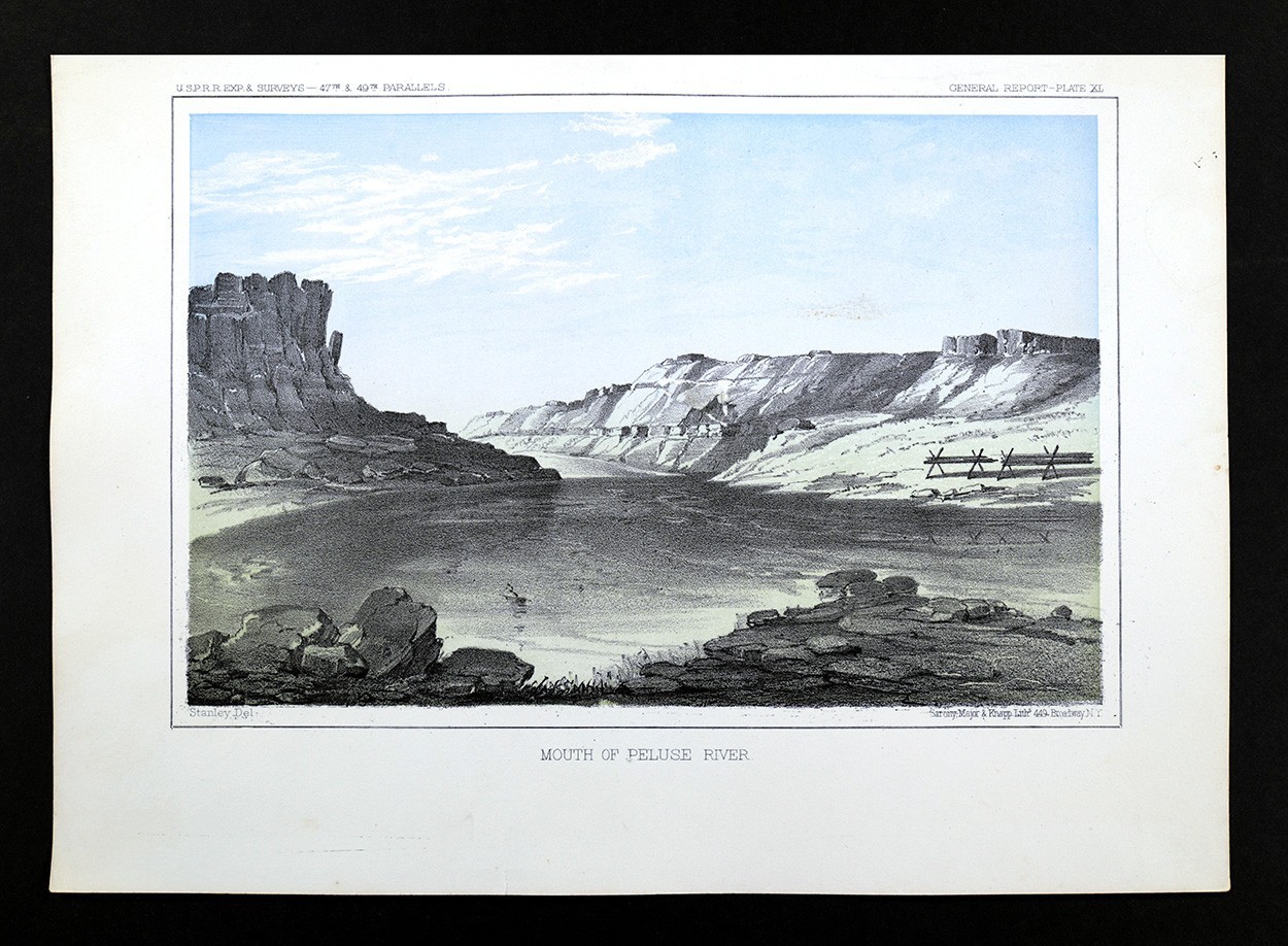 c 1855 USPRR Survey Print Peluse Palouse River Mouth on Snake River WA Geology