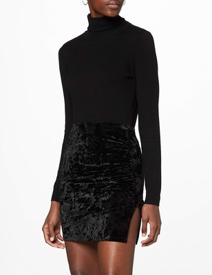 Ivy Revel DE Damen Velvet Mini Skirt Rock, Schwarz, XS