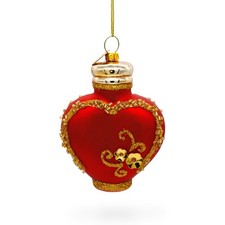 Elegant Red Perfume Bottle Blown Glass Ornament