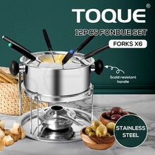 Toque Classic Fondue Set 12Pcs Stainless-Steel Cheese Chocolate Dipping 6 Forks