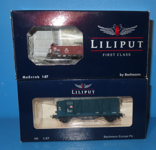 2x LILIPUT H0 Offener Güterwagen DB+Gerätewagen Schwerlasttransport in OvP #8503 | Condition: Gebraucht