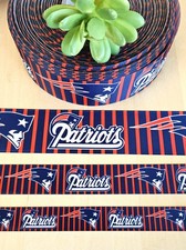 5/8, 7/8  1.5" 1YD New England Patriots Grosgrain Ribbon Football