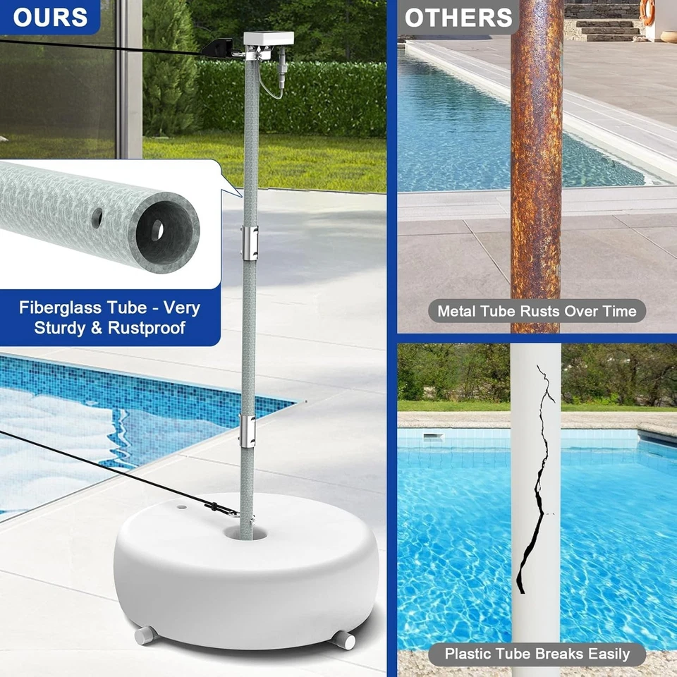 Pool Volleyball Net Set with LED Lights, Solar Powered Volleyball Net with Adjus - image 4 of 4