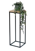 Blumenhocker Metall Holz Schwarz Eckig 70 Cm BlumenstäNder Beistelltisch Modern