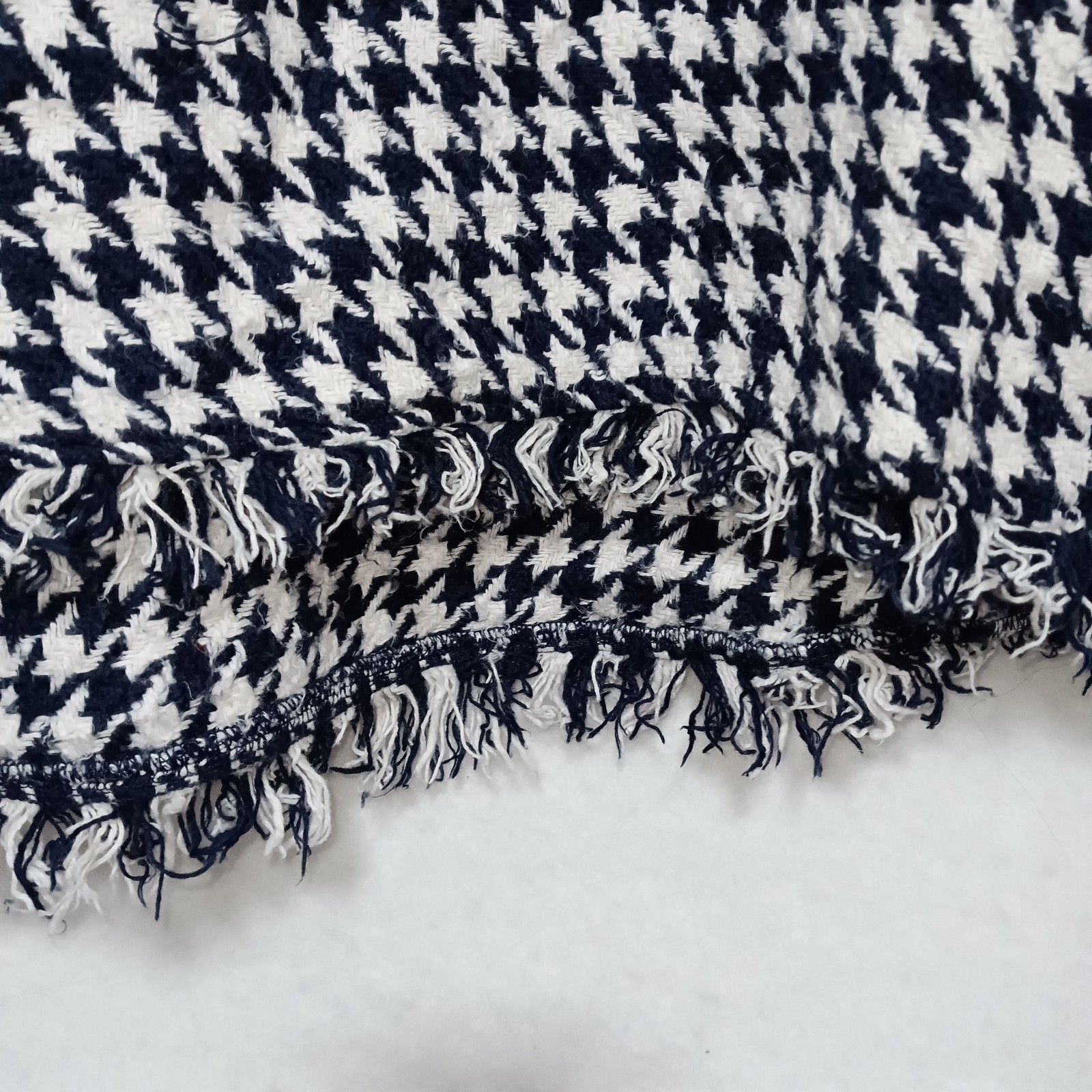 Zara Sweater Pullover Women's XXL Navy And White Houndstooth 100percent Cotton image 2
