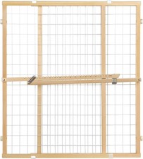 Extra-Wide Wire Mesh Wooden Baby Gate Pressure Mounted Baby Gate Doorways