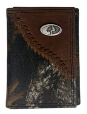 Mossy Oak Genuine Leather Trifold Wallet-Fence Row Camo by Enmon-New