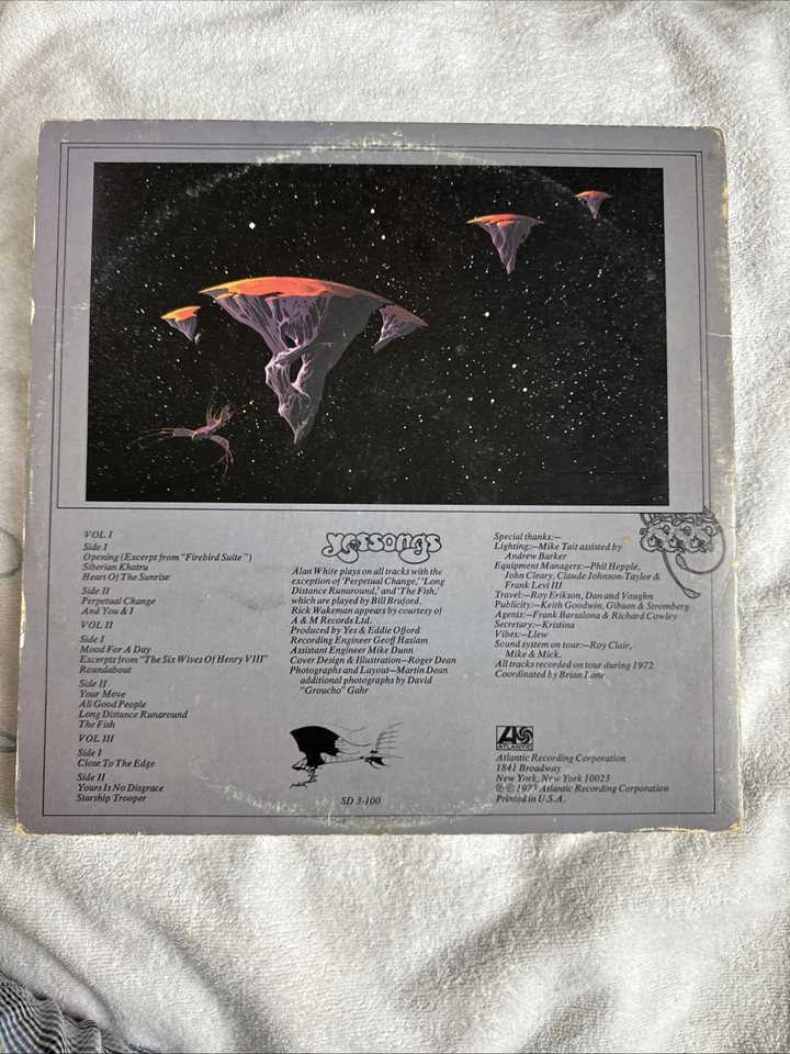 Yes : Yessongs 1973 Rock 3LP Vinyl Record w/ 2 Booklets SD 3-100 (Grade G+) - Image 2 of 4